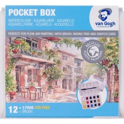 TALENS VAN GOGH ACUARELAS BÁSICAS EN MEDIAS PASTILLAS C/SURTIDOS ESTUCHE 12 UD + 3 GRATIS + PINCEL