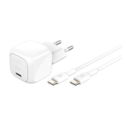 BELKIN CARGADOR PARED USB-C + CABLE USB-C A USB-C 30W BLANCO