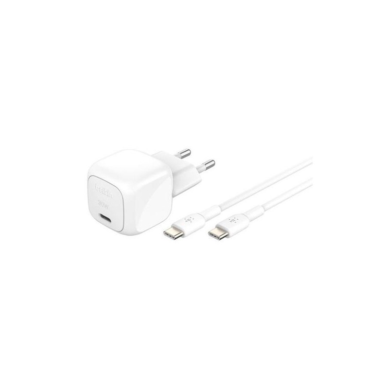 BELKIN CARGADOR PARED USB-C + CABLE USB-C A USB-C 30W BLANCO