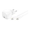 BELKIN CARGADOR PARED USB-C + CABLE USB-C A USB-C 30W BLANCO