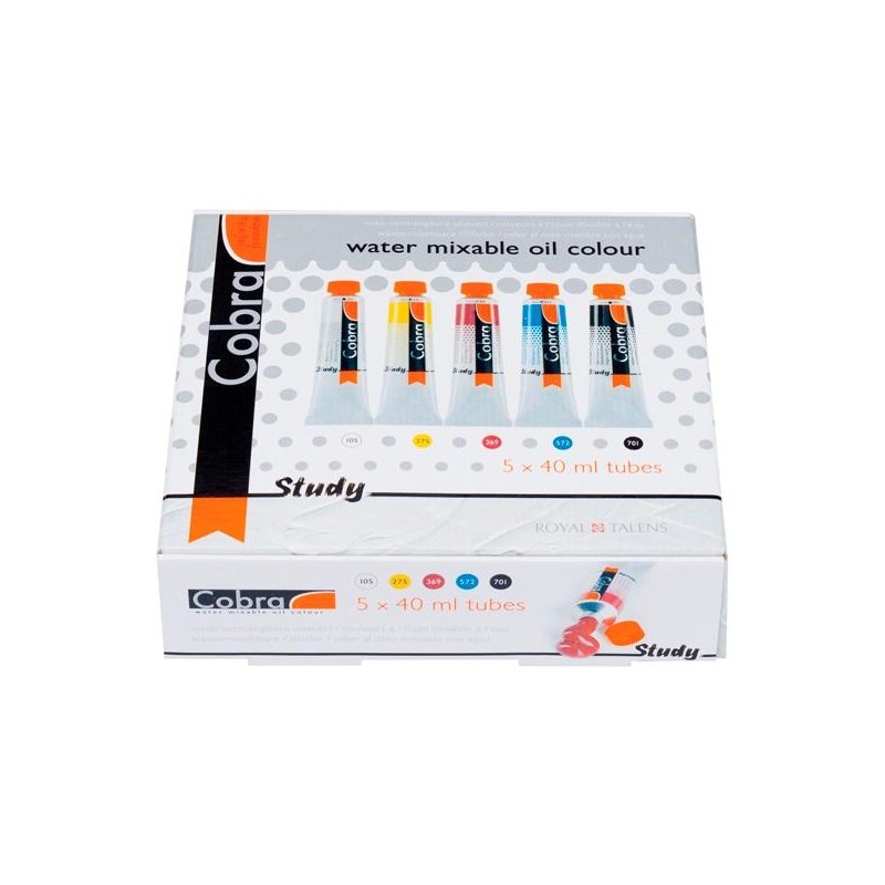 TALENS COBRA STUDY SET ESTUCHE 5 TUBOS DE 40ML COLORES AL ÓLEO PRIMARIOS SURTIDOS