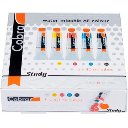 TALENS COBRA STUDY SET ESTUCHE 5 TUBOS DE 40ML COLORES AL ÓLEO PRIMARIOS SURTIDOS
