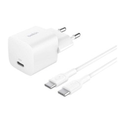 BELKIN CARGADOR PARED USB-C + CABLE USB-C A USB-C 25W BLANCO