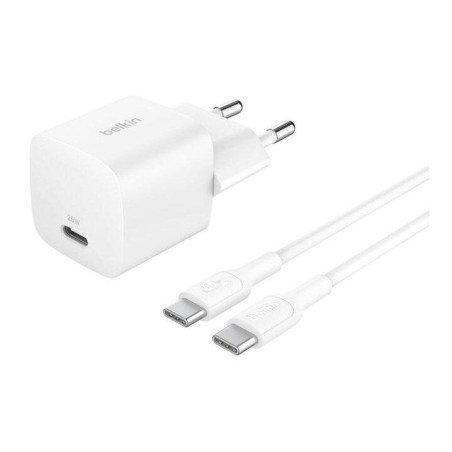 BELKIN CARGADOR PARED USB-C + CABLE USB-C A USB-C 25W BLANCO