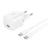 BELKIN CARGADOR PARED USB-C + CABLE USB-C A USB-C 25W BLANCO