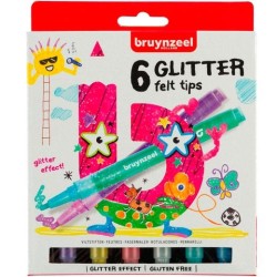 TALENS BRUYNZEEL ROTULADORES GLITTER KIDS COLORES SURTIDOS ESTUCHE 6 UD