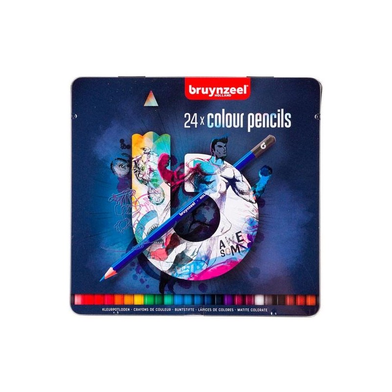 TALENS BRUYNZEEL LÁPICES DE COLORES SURTIDO OSCURO ESTUCHE METÁLICO 24 UD