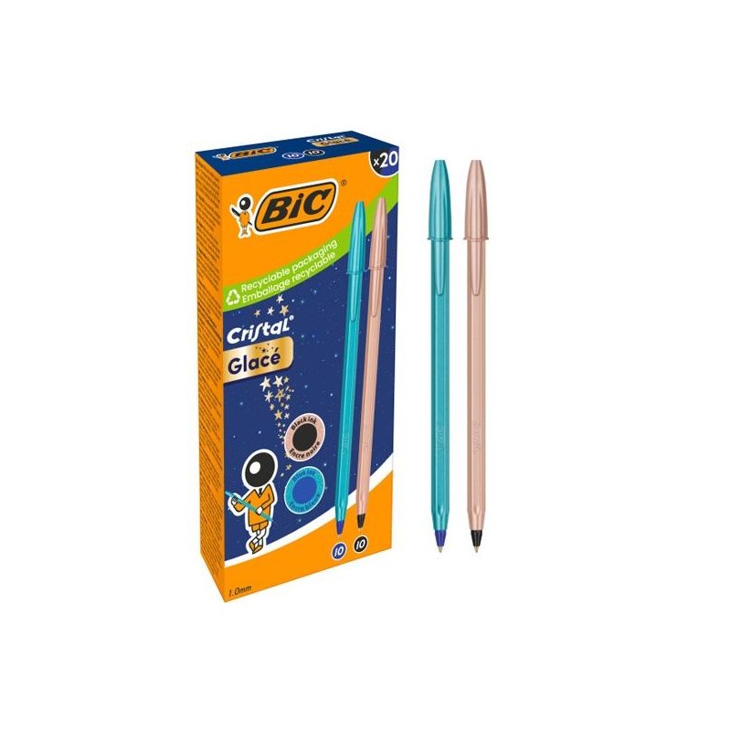 BIC BOLÍGRAFO CRISTAL GLACE 1.0MM BLUE + COPPER CAJA 20 UD