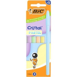 BIC BOLÍGRAFO CRISTAL PASTEL 1.0MM COLORES SURTIDOS BLÍSTER 5 UD