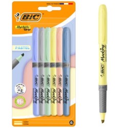 BIC MARCADOR FLUORESCENTE HIGHLIGTHER GRIP MINERAL PASTEL C/SURTIDOS BLÍSTER 6 UD