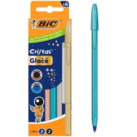 BIC BOLÍGRAFO CRISTAL GLACE 1.0MM BLÍSTER 4 UD