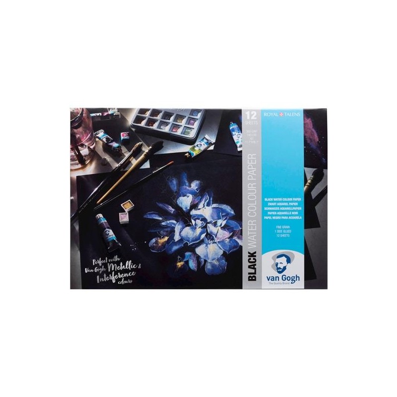 TALENS VAN GOGH BLOC DE PAPEL 12 HOJAS 360GR PARA ACUARELA A3 NEGRO