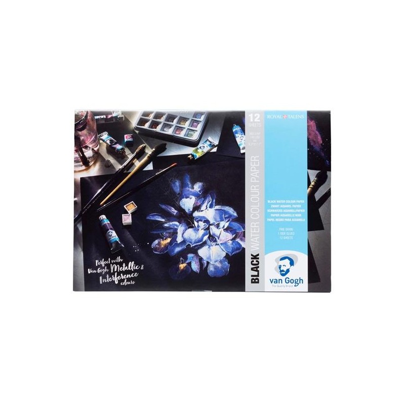 TALENS VAN GOGH BLOC DE PAPEL 12 HOJAS 360GR PARA ACUARELA A4 NEGRO