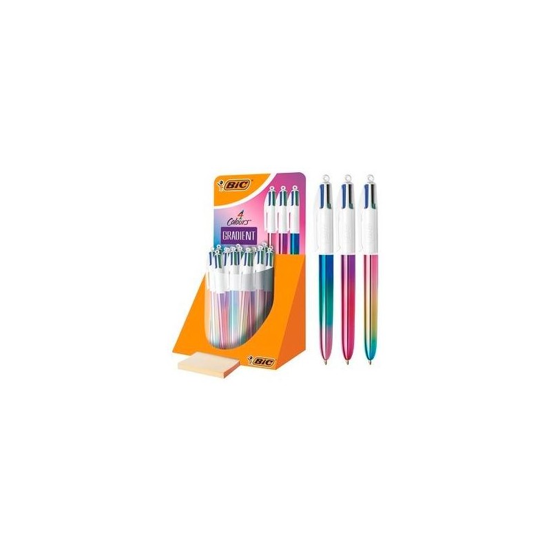 BIC BOLÍGRAFO 4 COLORES GRADIENT CUERPO BLANCO/MULTICOLOR SURTIDOS EXPOSITOR 30 UD