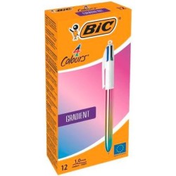 BIC BOLÍGRAFO 4 COLORES GRADIENT CUERPO BLANCO/MULTICOLOR CAJA 12 UD