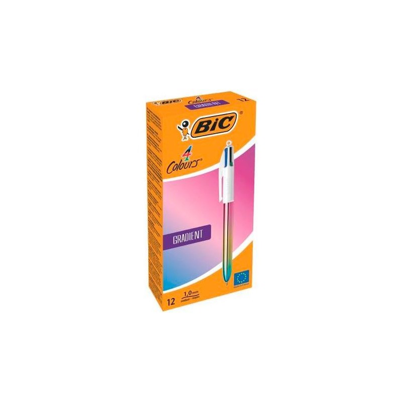 BIC BOLÍGRAFO 4 COLORES GRADIENT CUERPO BLANCO/MULTICOLOR CAJA 12 UD