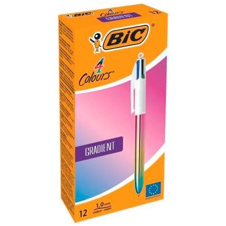 BIC BOLÍGRAFO 4 COLORES GRADIENT CUERPO BLANCO/MULTICOLOR CAJA 12 UD
