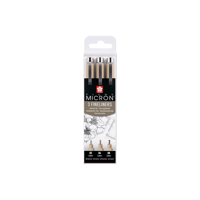 TALENS SAKURA ROTULADORES PERMANENTES PIGMA MICRON FINELINER ESTUCHE DE 3 NEGRO