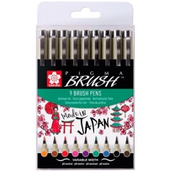 TALENS SAKURA ROTULADORES PUNTA PINCEL PIGMA BRUSH PENS C/SURTIDOS ESTUCHE 9 UD