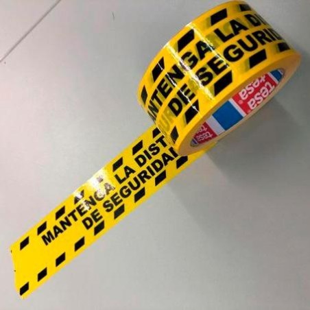 TESA CINTA DE DISTANCIAMIENTO SOCIAL ADHESIVA 33M X 50MM PVC IMPRESO LAMINADO AMARILLO/NEGRO