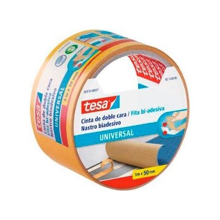 TESA CINTA ADHESIVA DOBLE CARA UNIVERSAL PERMANENTE 50MM X 25M PARA MOQUETAS