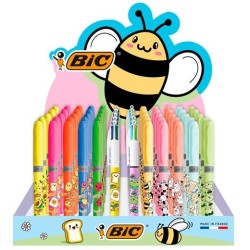 BIC BOLÍGRAFOS 4 COLORES DISEÑO + MARCADORES HIGHLIGHTER SURTIDOS EXPOSITOR 144 UD