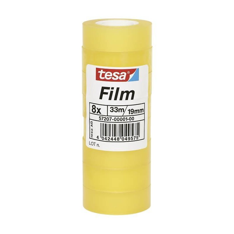 TESA FILM CINTA ADHESIVA TRANSPARENTE STANDARD SHRINK TOWER ROLLO 19MM X 33M TORRE 8 UD