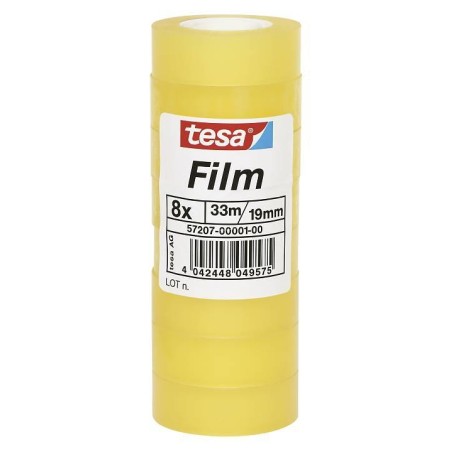 TESA FILM CINTA ADHESIVA TRANSPARENTE STANDARD SHRINK TOWER ROLLO 19MM X 33M TORRE 8 UD