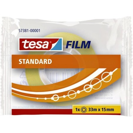 TESA FILM CINTA ADHESIVA TRANSPARENTE STANDARD ROLLO 15MM X 33M EN BOLSITA