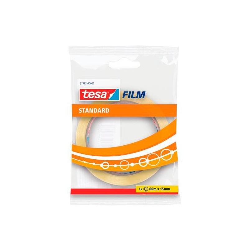 TESA FILM CINTA ADHESIVA TRANSPARENTE STANDARD 15MM X 66M EN BOLSITA