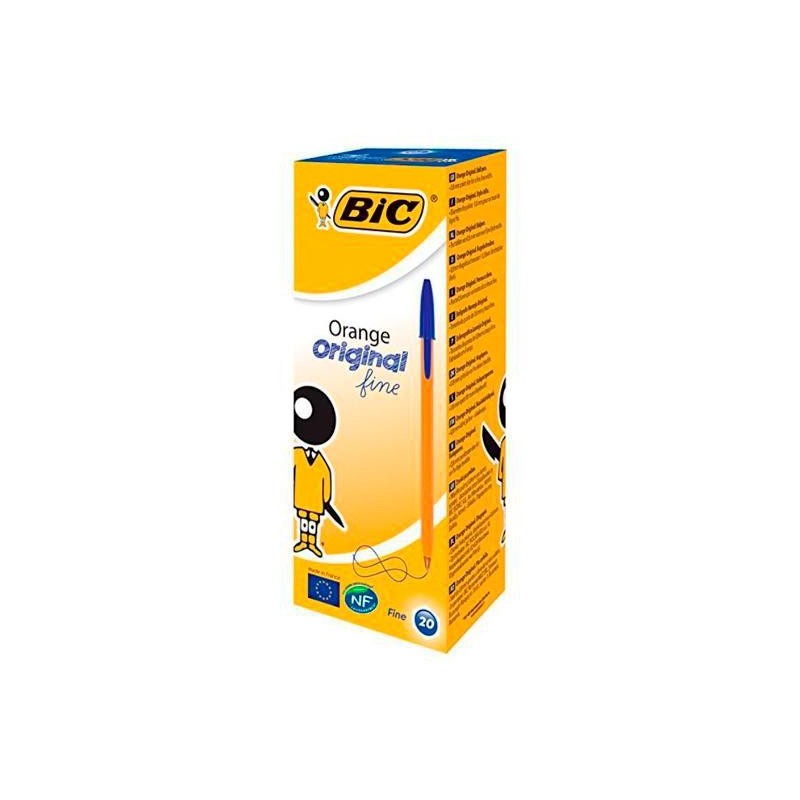 BIC BOLÍGRAFO NARANJA ORIGINAL FINE AZUL CAJA 20 UD
