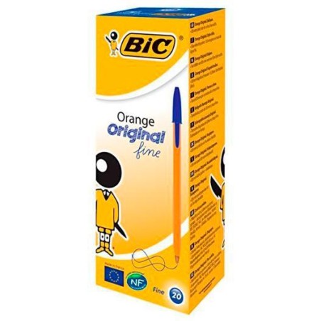 BIC BOLÍGRAFO NARANJA ORIGINAL FINE AZUL CAJA 20 UD