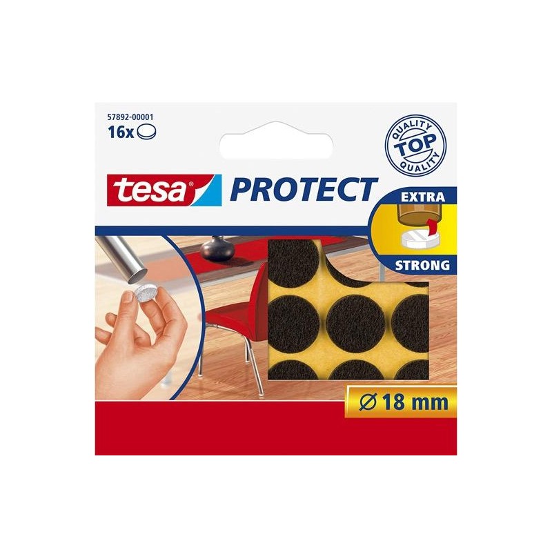 TESA FIELTRO PROTECTOR ANTIRASGUÑOS DIAMETRO Ø18MM MARRÓN -BLISTER 16U-
