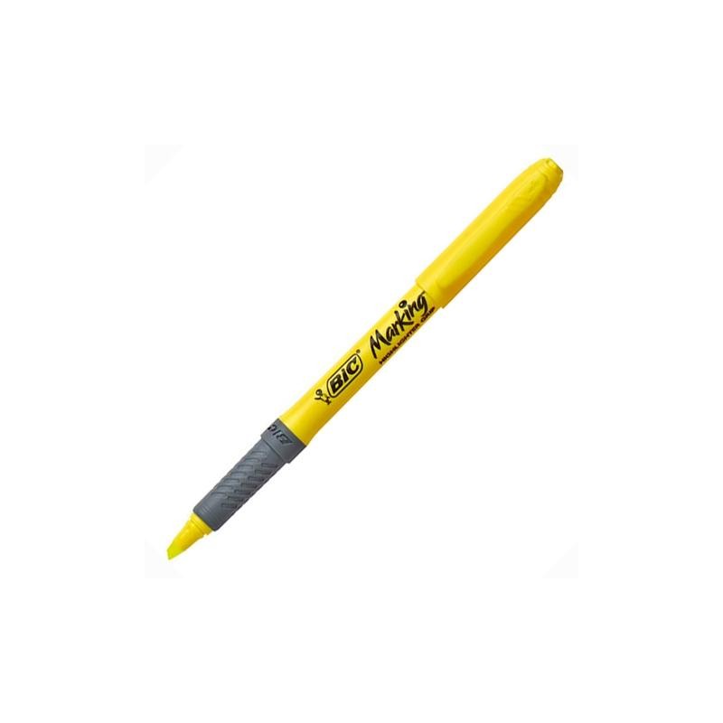 BIC MARCADOR FLUORESCENTE HIGHLIGTHER GRIP PUNTA BISELADA AMARILLO CAJA 12 UD