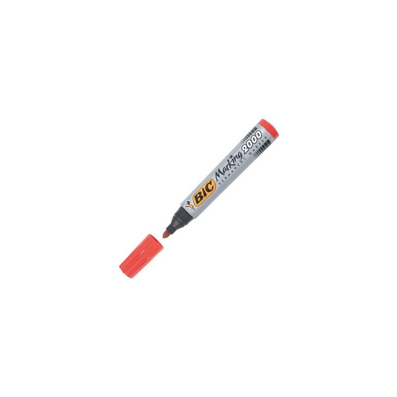 BIC MARCADOR PERMANENTE MARKING 2000 PUNTA REDONDA ROJO CAJA 12 UD
