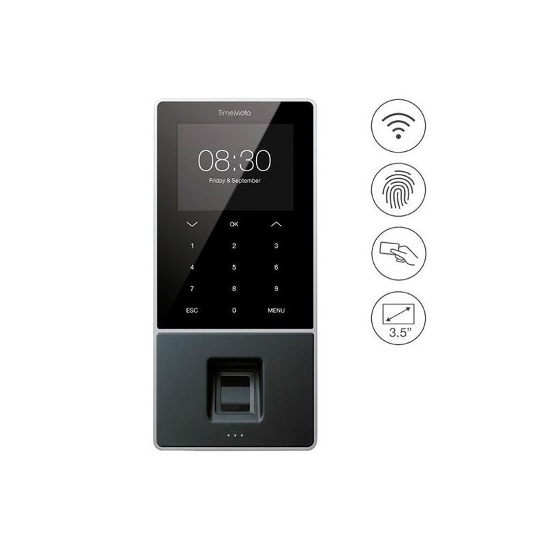 TIMEMOTO TERMINAL PARA FICHAJE TM-818 MC SENSOR RIFID, HID, MIFARE ISO/IEC 14443 Y PIN HASTA 2000 USUARIOS