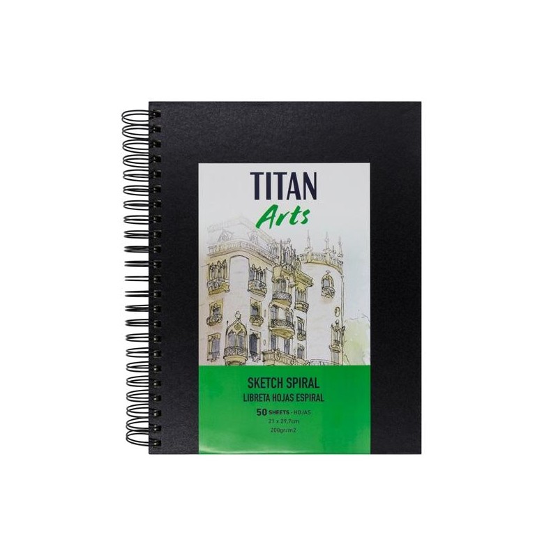 TITAN ARTS LIBRETA DE DIBUJO PARA BOCETOS ESPIRAL A4 50H 200GR