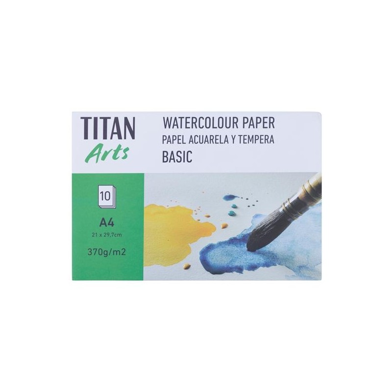 TITAN ARTS PAPEL ACUARELA Y TÉMPERA BASIC A4 10H 370GR
