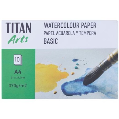 TITAN ARTS PAPEL ACUARELA Y TÉMPERA BASIC A4 10H 370GR
