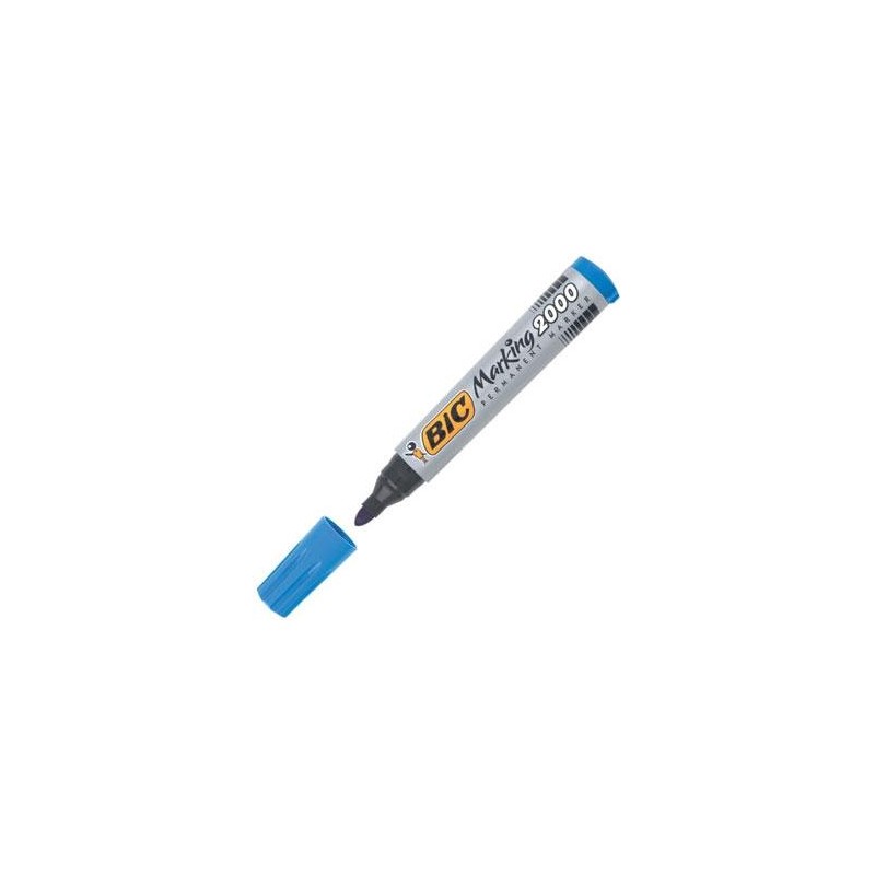 BIC MARCADOR PERMANENTE MARKING 2000 PUNTA REDONDA AZUL CAJA 12 UD