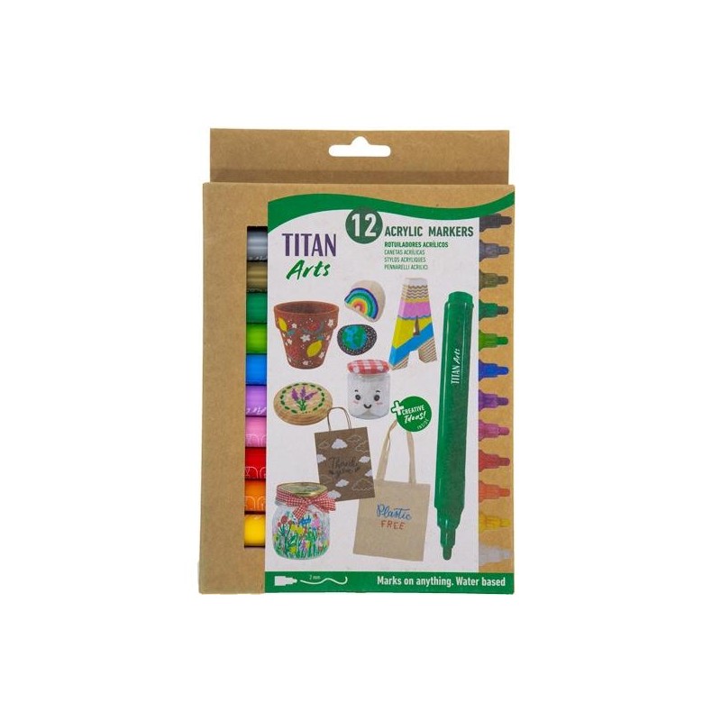 TITAN ARTS ROTULADORES ACRÍLICOS COLORES SURTIDOS ESTUCHE 12 UD