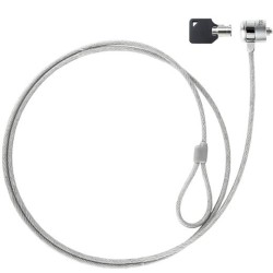 TOOQ CABLE DE SEGURIDAD TIPO KENSINGTON CON LLAVE PARA PORTÁTIL 1,5M PLATA