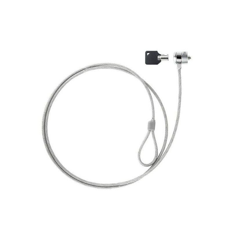 TOOQ CABLE DE SEGURIDAD TIPO KENSINGTON CON LLAVE PARA PORTÁTIL 1,5M PLATA