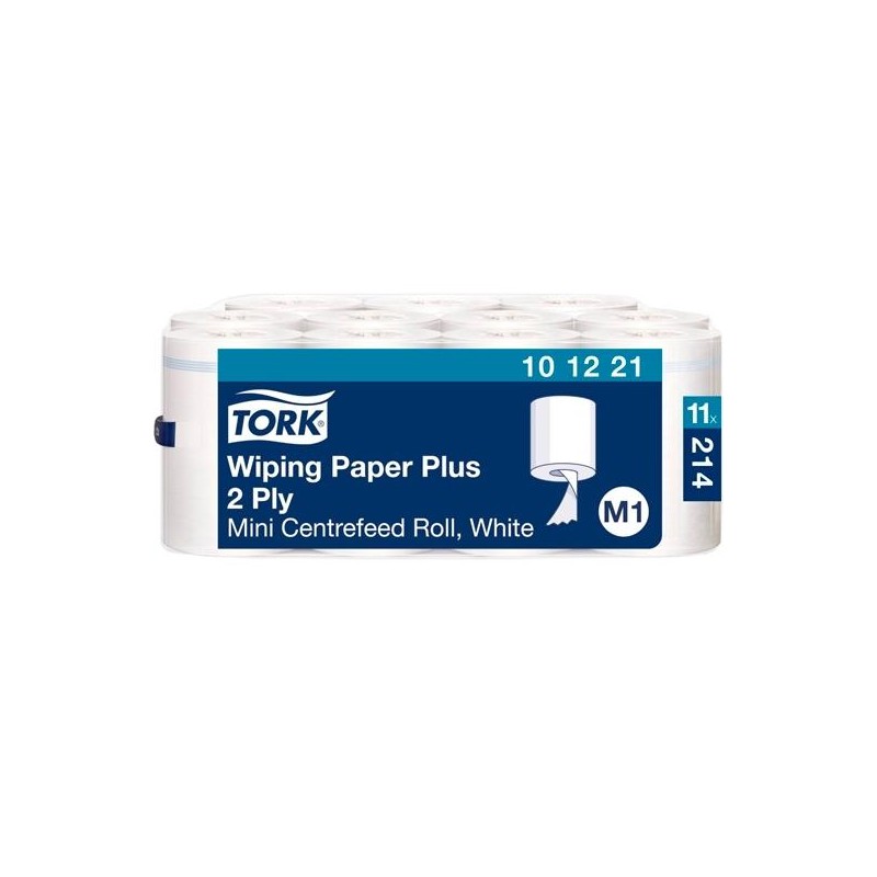 TORK PAPEL DE SECADO EXTRA MINI 2 CAPAS 214 SERVICIOS SACO DE 11 ROLLOS M1 BLANCO