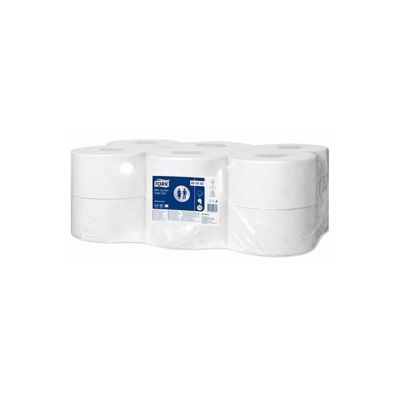 TORK PAPEL HIGIÉNICO 2C MINI JUMBO ADVANCED BOLSA DE 12 BLANCO