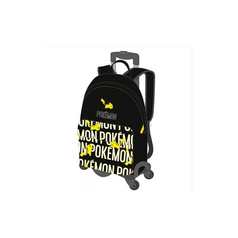 TOYBAGS MOCHILA POKEMON PIKACHU ADAPTABLE CON TROLLEY DE 4 RUEDAS MULTIDIRECCIONALES DOBLE COMPARTIMENTO