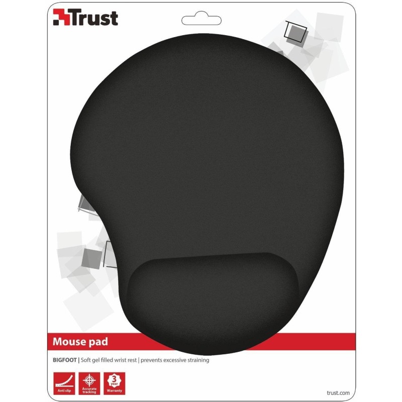 TRUST BIGFOOT ALFOMBRILLA ERGONÓMICA ANTIDESLIZANTE PARA RATÓN RELLENO GEL NEGRO