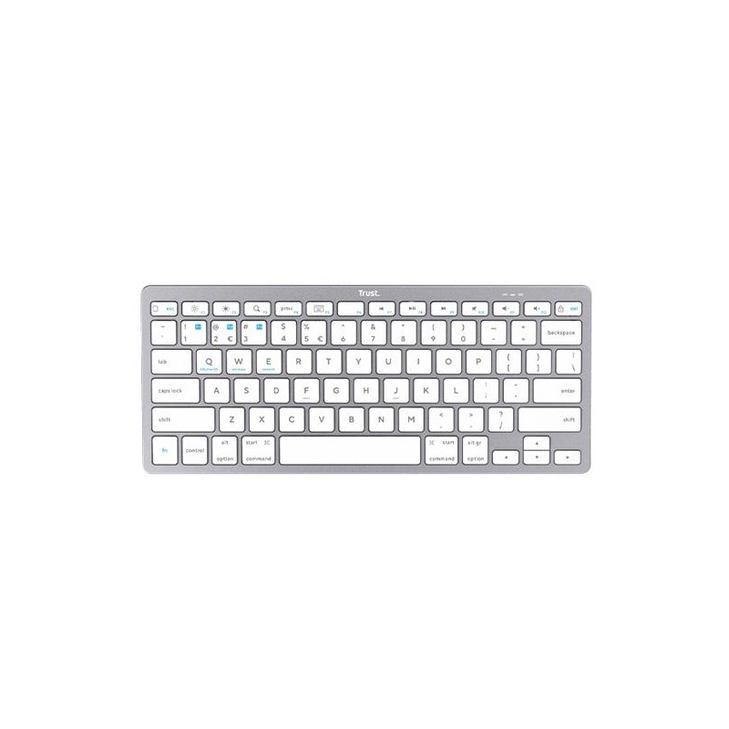 TRUST TECLADO BASICS BLUETOOTH PARA PC, TABLET Y SMARTPHONE BLANCO/PLATA