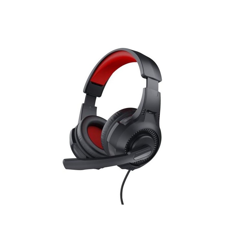 TRUST AURICULARES GAMING HEADSET C/ MICROFONO DIADEMA AJUSTABLE JACK 3.5.MM ROJO/NEGRO