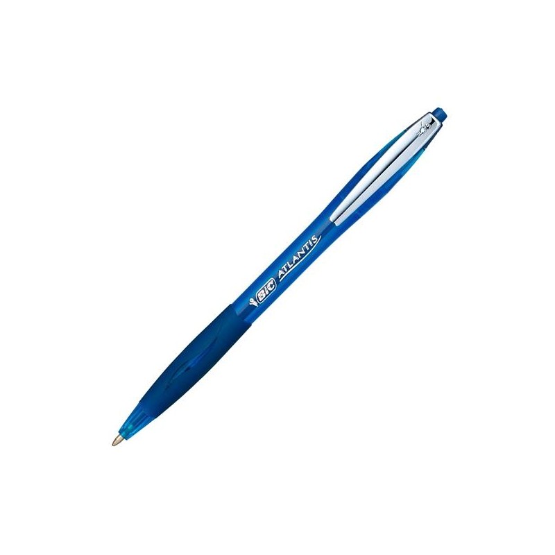 BIC BOLÍGRAFO RETRÁCTIL ATLANTIS SOFT PUNTA MEDIA 1.0MM AZUL CAJA 12 UD